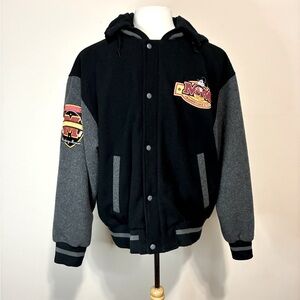 Disneyland Men’s Mickey Mouse Varsity Style Jacket With Detachable Hood